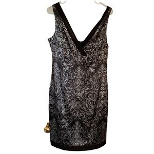 NWT Jones Wear Black/Silver V-Neck Dress, Size 10